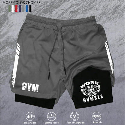 Men 2 in 1 Double Deck Marathon Running Shorts Fitness Training Pants Men's Racing Shorts Gym Wear Jogging Workout Sports Shorts
