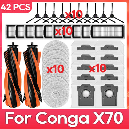 Fit For ( Conga X70 / Deerma X80 ) Replacement Parts Accessories Main Side Brush HEPA Filter Mop Pad Dust Bag