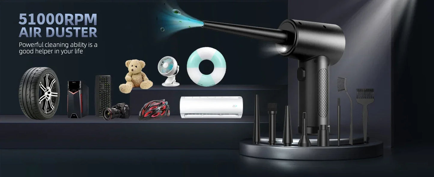 Electric Wireless Air Duster Compressed Air Blower Compressed Air for Cleaning Computer Keyboard Camera Car Home With LED Light