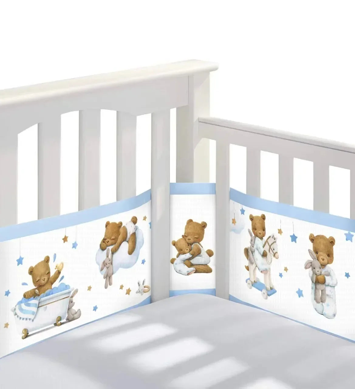 Breathable Mesh Bed Liner 4 Panel Baby Cot Fence Cotton Railing Thicken Bumper One-piece Crib Around Protector Baby Room Decor