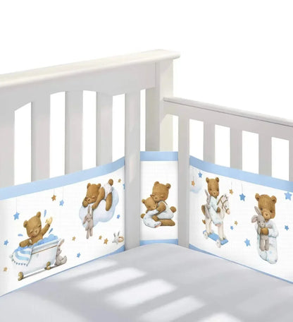 Breathable Mesh Bed Liner 4 Panel Baby Cot Fence Cotton Railing Thicken Bumper One-piece Crib Around Protector Baby Room Decor