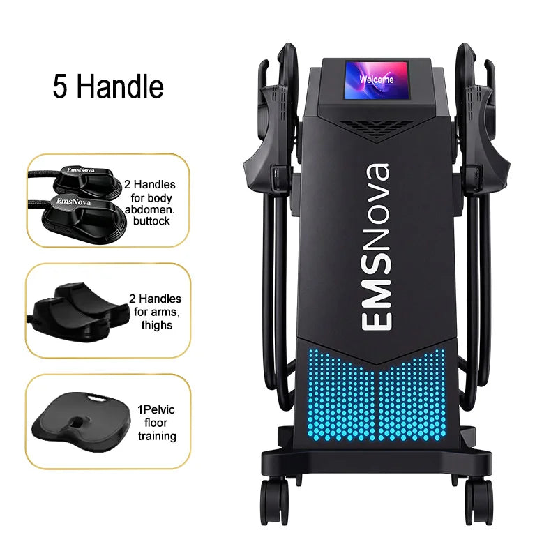 EMS 6500W HIEMT Sculpt 4Handles Non-invasive Fat Loss Muscle Build Butt Lift Skin Tighten Contour Machine 200HZ Peach Butt