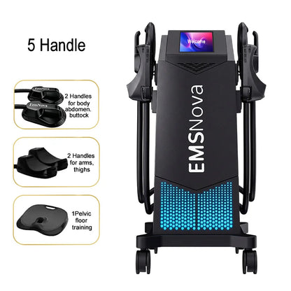 EMS 6500W HIEMT Sculpt 4Handles Non-invasive Fat Loss Muscle Build Butt Lift Skin Tighten Contour Machine 200HZ Peach Butt