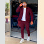 Autumn Winter Men's Casual Blazer Set New Fashion Waffle Baseball Suit Round Neck Pocket Zipper Long Sleeve Trousers Two-Piece S