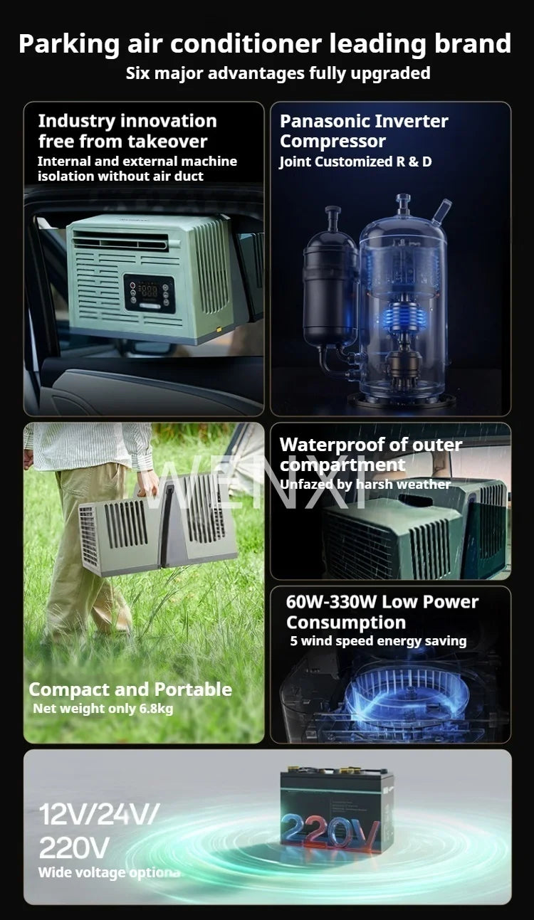 Portable Parking Air Conditioner Small Portable Car Energy Saving Air Conditioner Ductless: Hassle -Free for Car Window Mounting