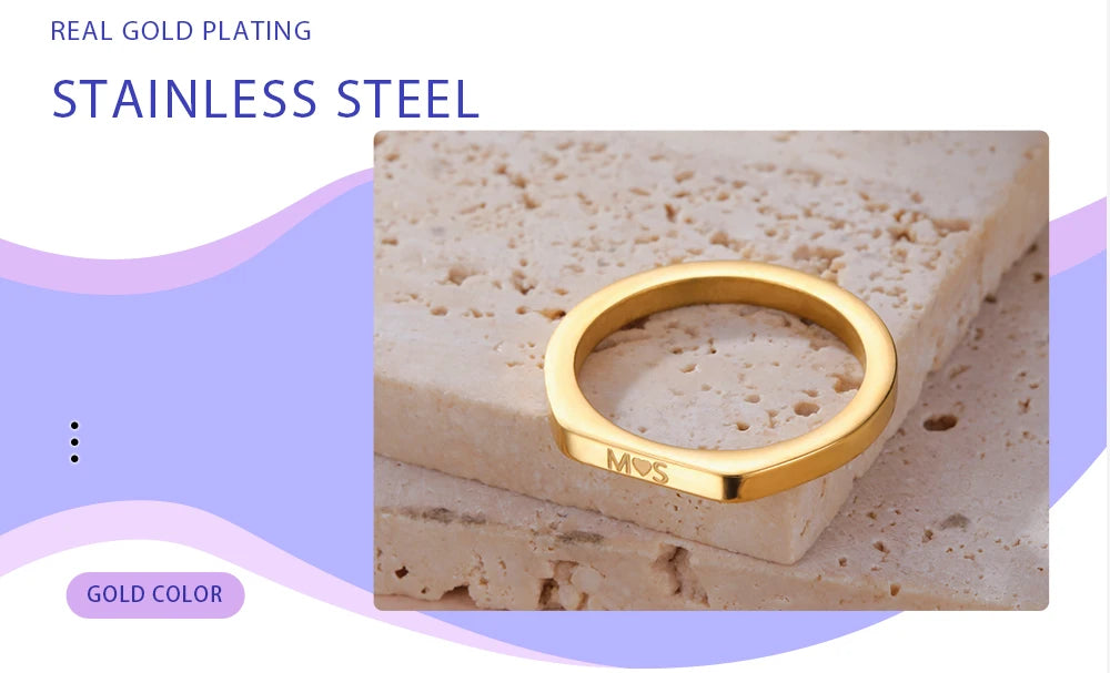 Couple Engrave Name Finger Ring Personalized Custom Gift For Woman Men Wedding Marry Love Silver Color Stainless Steel Jewelry