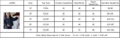 Girls' Denim Set Washed Tassel Vintage Coat+ Loose Pants 2023 Spring And Autumn New Fashion Kids Outfit Casual Clothing Set