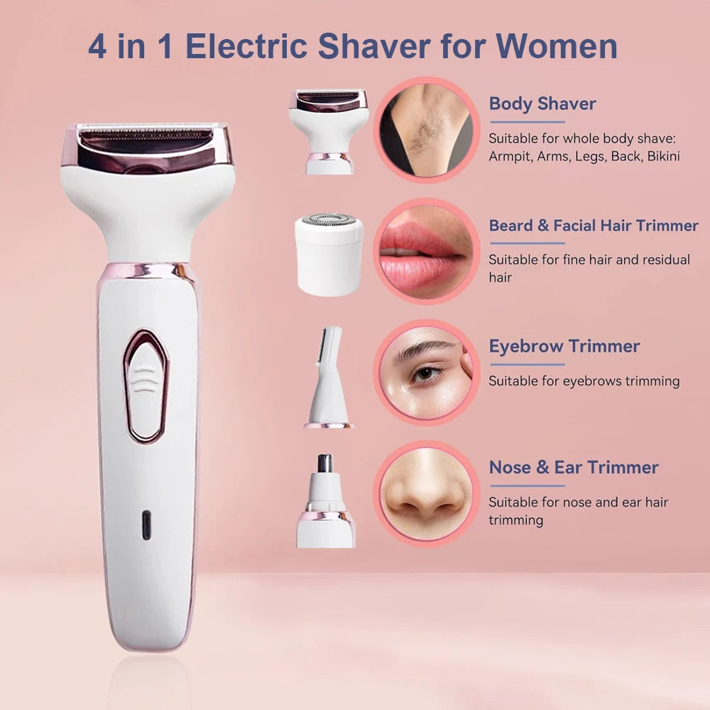 Electric Razor for Women Leg Body Hair Shaver Bikini Underarm Epilator Painless Facial Mustache Trimmer Portable Hair Remover