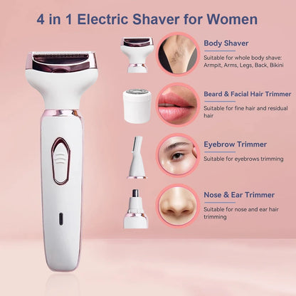Electric Razor for Women Leg Body Hair Shaver Bikini Underarm Epilator Painless Facial Mustache Trimmer Portable Hair Remover
