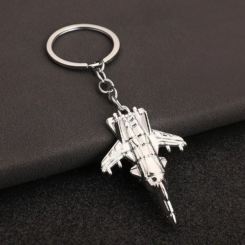 Air Plane Model Fighter Keychains Metal Cool Airplane Keyring Pendant Car Motorcycle Bag Key Chain Ring for Men Creative Gift