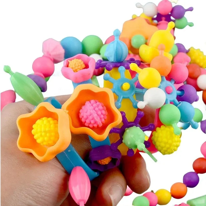 188-608pcs Pop Beads Children Girls Princess Jewelry Making Kit Creative Necklace Bracelet Rings DIY Ideal Christmas Birthday Gi