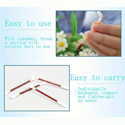 50/100pcs Emergency First Aid Clean Wounds Supplies  Disposable Medical Alcohol Sticks Disinfection Iodine Cotton Swabs