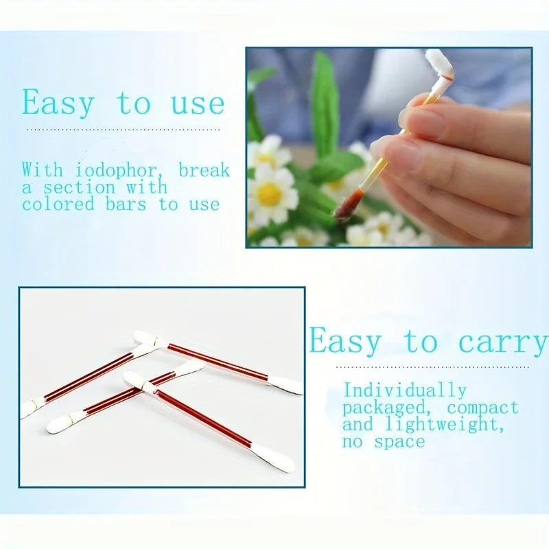 50/100pcs Emergency First Aid Clean Wounds Supplies  Disposable Medical Alcohol Sticks Disinfection Iodine Cotton Swabs