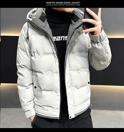 Hip Hop Men's Lightweight Hooded Down Jackets Winter Fashion Windbreaker Thick Warm Coats Outdoor Sport White Duck Down Jacket