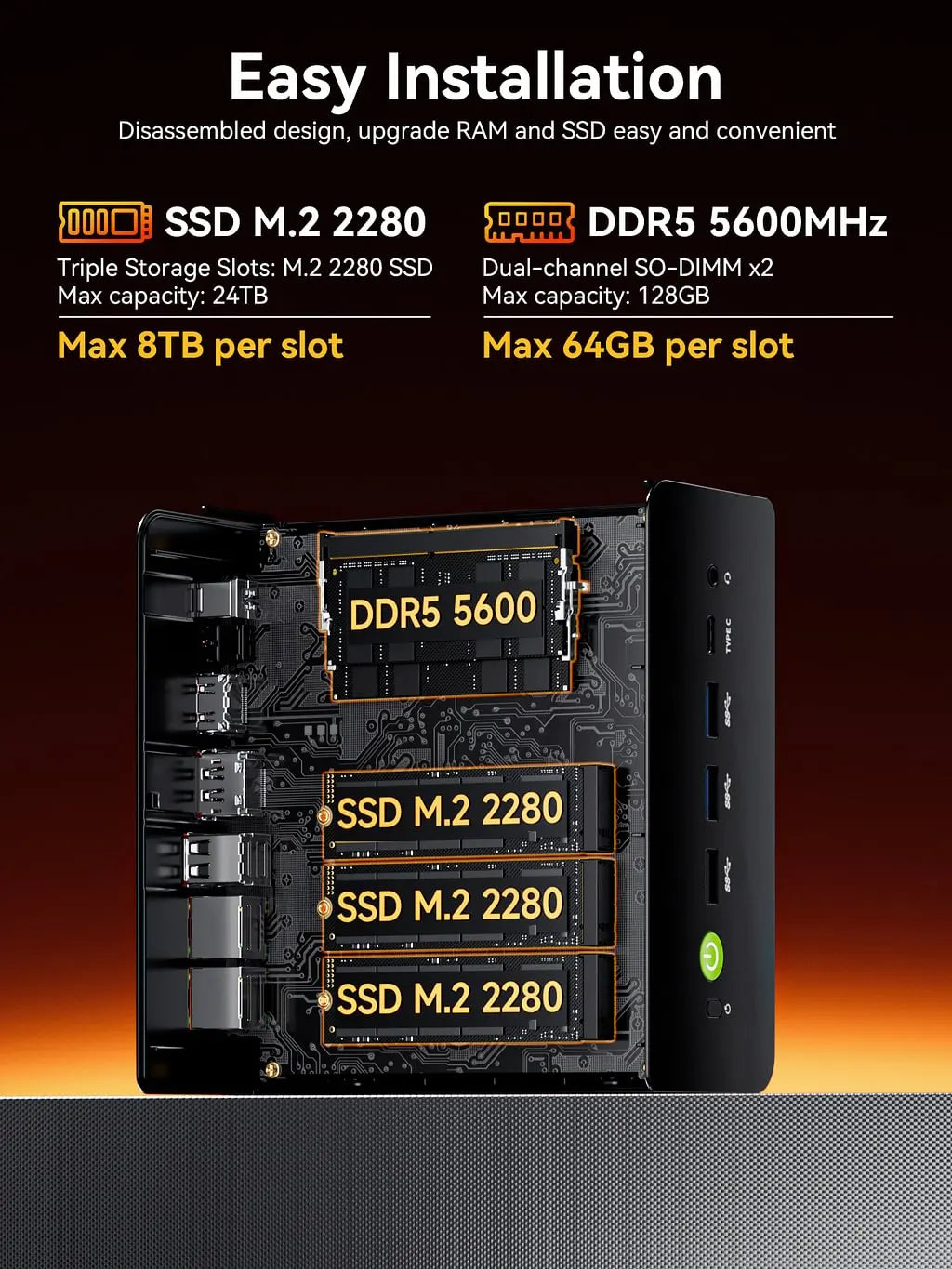 GMKtec K12 Mini PC AMD Ryzen7 H 255 (Upgraded 8745HS) Oculink Support DDR5 NO RAM NO ROM NO OS Desktop Computer Gaming PC WIFI6E