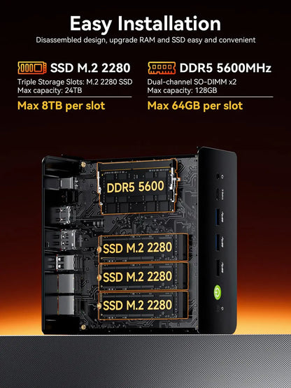 GMKtec K12 Mini PC AMD Ryzen7 H 255 (Upgraded 8745HS) Oculink Support DDR5 NO RAM NO ROM NO OS Desktop Computer Gaming PC WIFI6E
