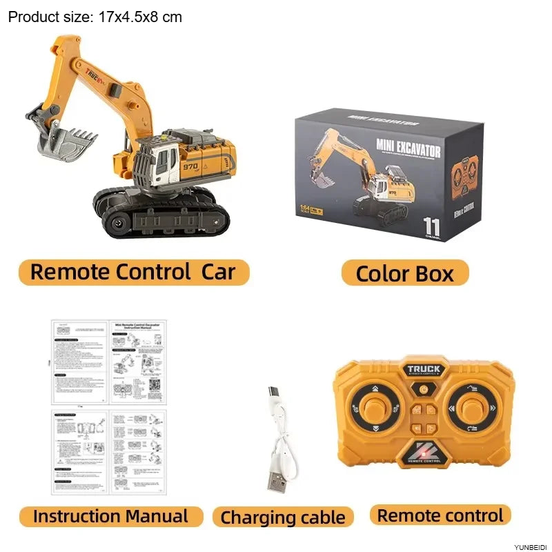 1:64 Remote Control and Alloy Truck Forklift with Trailer Worktop Mini Bluetooth RC Elevator Vehicle Children's Toy Holiday Gift