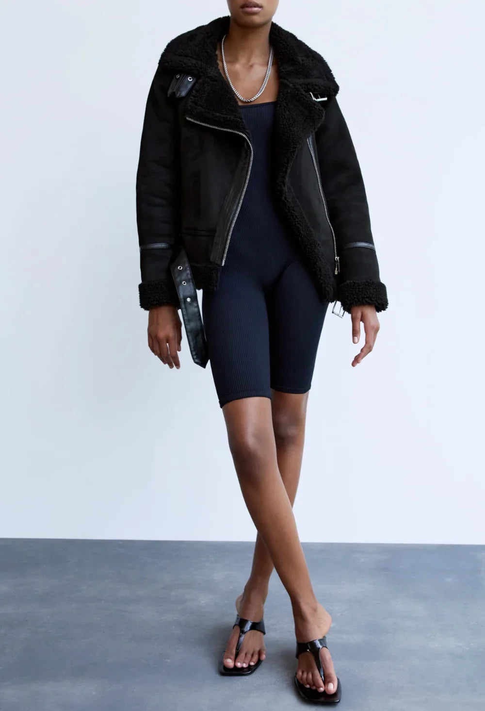 Winter Faux Shearling Sheepskin Fake Leather Jackets Lady Thick Warm Suede Lambs Motorcycle Brown Coats Mujer Chaqueta A407