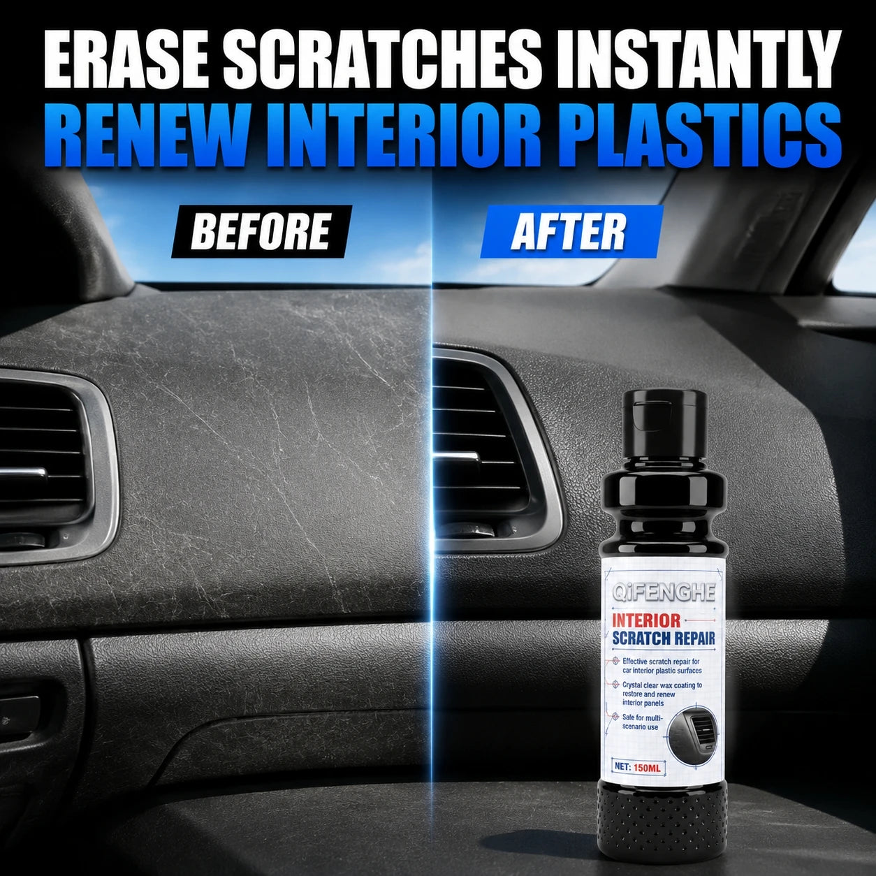Car Interior Plastic Repair Liquid Instantly Eliminate Surface Scratches Apply Clear Coating to Refresh Worn Dashboard Panels
