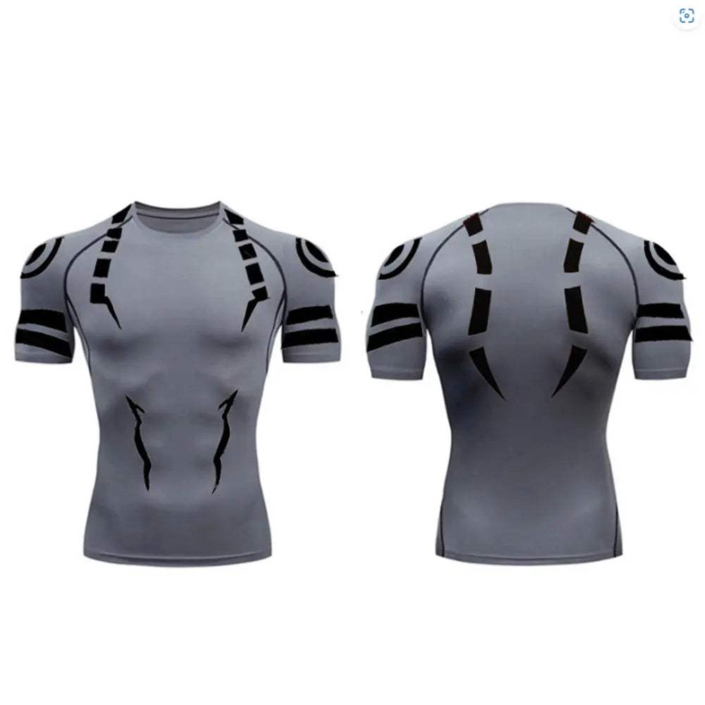 Anime Jujutsu Kaisen Compression Set Fitness Suit for Men Quick Dry 3D Compression Shirt+Gym Shorts Running Workout Sportswear