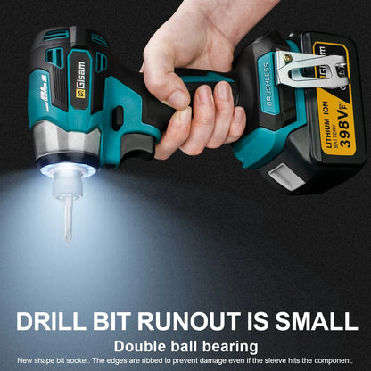 Gisam Cordless Electric Impact Screwdriver 688NM Power Tool Rechargeable Brushless Wrench Driver Kit for Makita 18V Battery Pins