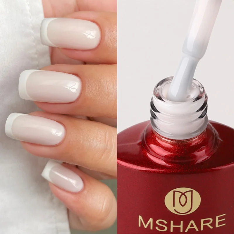 MSHARE Milk Milky White Base Gel Polish Camouflage Color Rubber Base Nail Base Coat 10ml