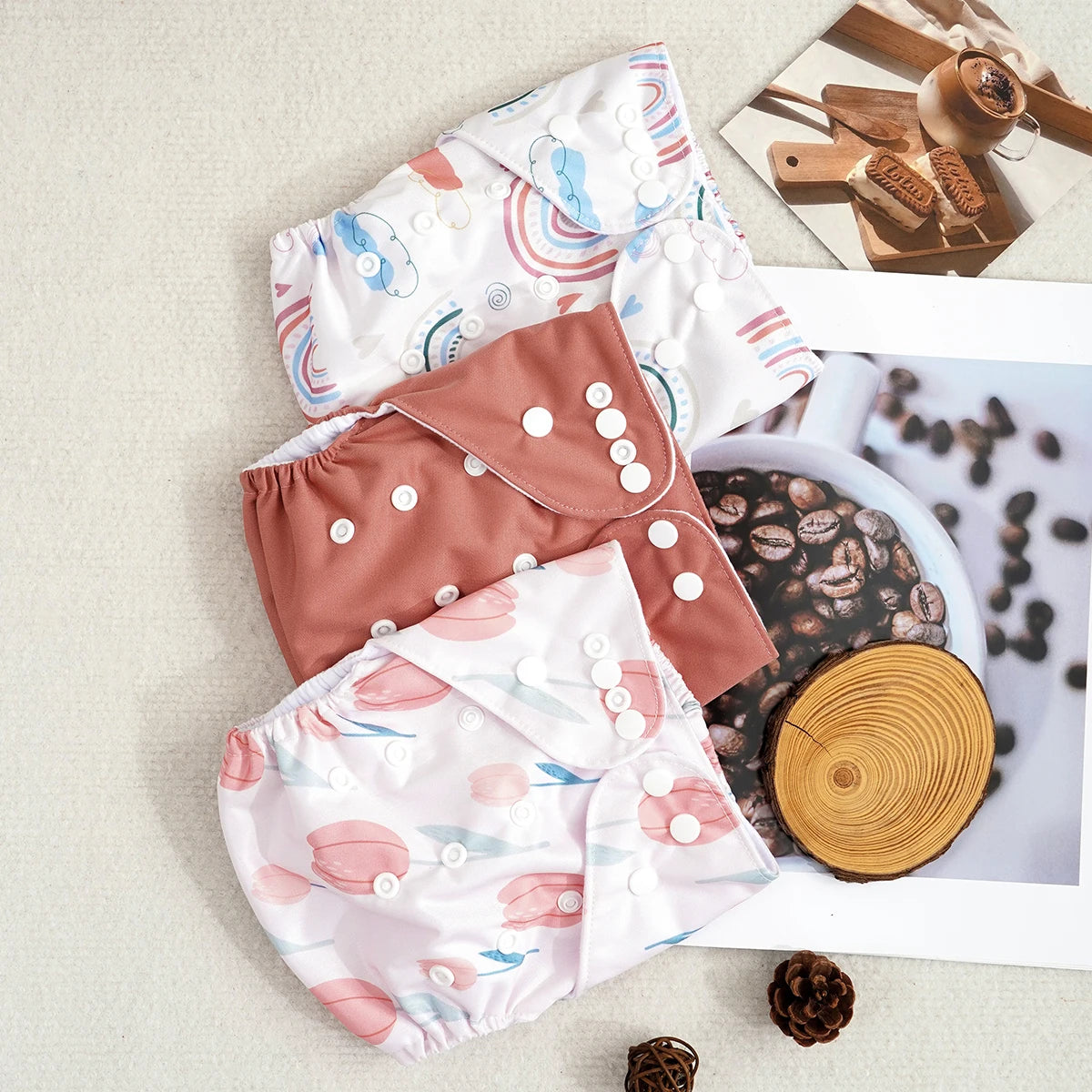 Happyflute 3-15KG 3Pcs Set Pocket Diaper Suede Cloth Inner Washable&Reusable Absorbent Ecological Adjustable Baby Nappy Cover
