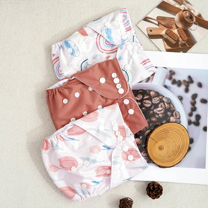 Happyflute 3-15KG 3Pcs Set Pocket Diaper Suede Cloth Inner Washable&Reusable Absorbent Ecological Adjustable Baby Nappy Cover