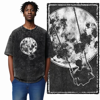 SA ASTRONAUT SPACE THEMES Printed Cotton Acid Washed Graphic Unisex T Shirt Cool Streetwear Men Tshirts Big Size Tee for men