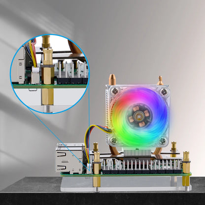 GeeekPi Raspberry Pi 5 Cooler Raspberry Pi 5 ICE-Tower Cooler CPU RGB LED Light Cooling Fan