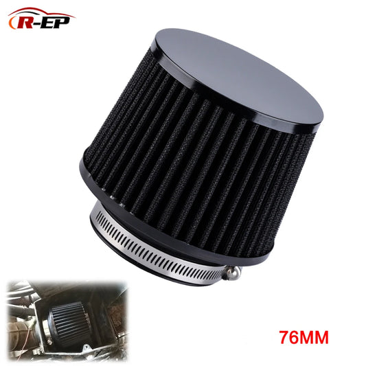 Universal Car Air Intake Filter 76mm 3.0inch Black Performance High Flow Sport Air Filter for Cold Air Intake Washable Reusable