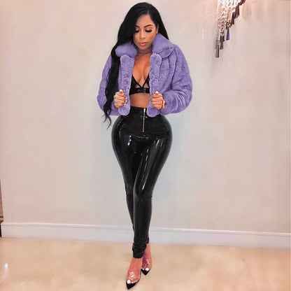 Women Coat Faux Fur Coats Sexy Short Jackets Turn Down Collar Long Maxi Loose Open Stitch Thick Warm Outerwear Autumn Winter