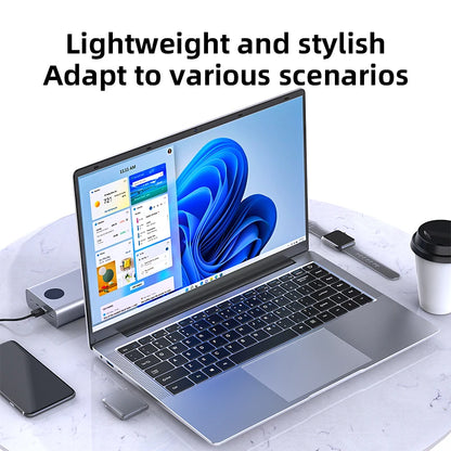 Xiaman 14.1 Inch HD Display Laptop Computer Windows 11 Pro Intel Atom A3950 Laptops Lightweight Notebook PC Office Study Computer