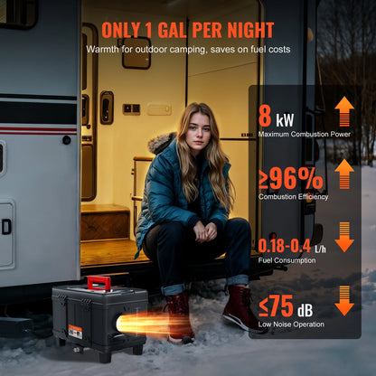 SucceBuy 8KW Diesel Heater 12V/24V All in One Diesel Air Heater with Bluetooth APP Control Display Screen and CO Alarm Fast Heating Portable Car Heater for Vehicles and Garage