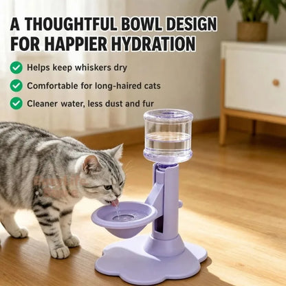 Automatic Cat Dog Water Dispenser No Electricity No Filter Adjustable Height Gravity Pet Water Fountain for Cats and Small Dogs
