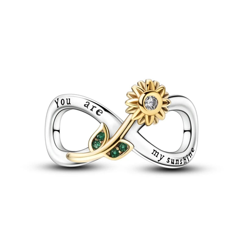 Original 925 Sterling Silver Charm Beads Clover Sunflower Tulip Carnation Pendant For Women Jewelry Fashion Gift
