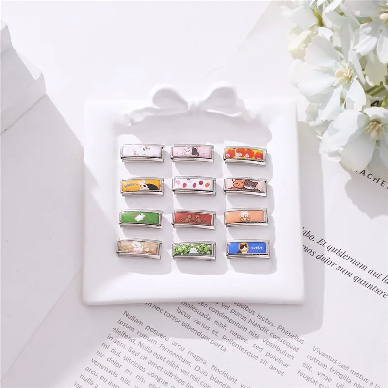 2025 New Women's Gift Cute Rabbit Cat Dogs Italian Charms Links Beads Fit 9mm Stainless Steel Modular Modular Bracelet Jewelry