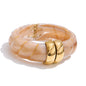 Yhpup Exclusive Multi-Color Acrylic Resin Wide Statement Bracelet Bangle Stainless Steel Autumn Winter Sweater Wrist Jewelry