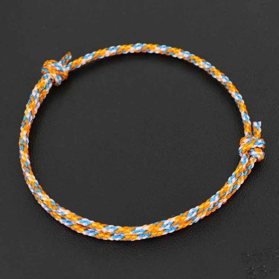Minimalist Handwoven Rope Bracelet Unisex Sliding Adjustable 4 Styles Chroma 2mm Ethnic Cord Braclet Couple Casual Daily Jewelry