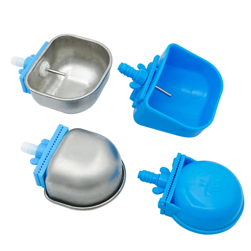 5/10Pcs Rabbit Water Bowl Farm Rabbit Automatic Drinker Rabbit Cage Fix Cup Stainless Steel Plastic Drinking Bowl