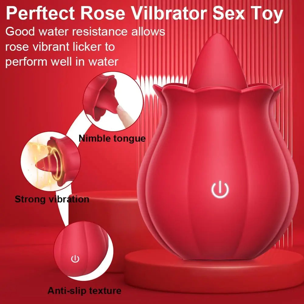 Rose toy Swing Tongue Licking Vibrator Female Powerful Oral Nipple Clitoris Stimulator Massager Adults Goods Sex Toys for Women