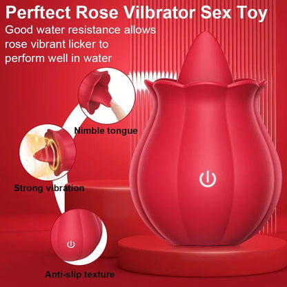 Rose toy Swing Tongue Licking Vibrator Female Powerful Oral Nipple Clitoris Stimulator Massager Adults Goods Sex Toys for Women