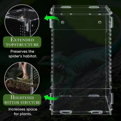 Acrylic Transparent Reptile Terrarium Breeding Box amphibian Cage Nano Arboreal Tarantula Enclosure Jumping spider Reptiles Habi