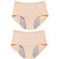 2pcs Women's Physiological Briefs Girl Menstrual Panties Ladies Period Leak Proof Panty Mid Waist Ice Silk Underwear