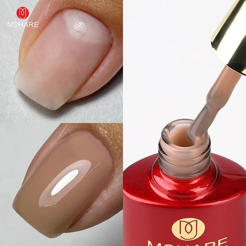 MSHARE Milk Milky White Base Gel Polish Camouflage Color Rubber Base Nail Base Coat 10ml