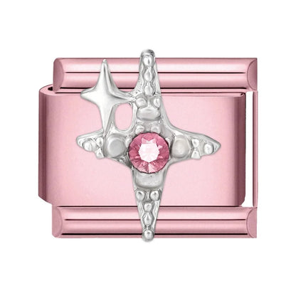 2025 New Women Romantic Pink Cherry Heart Shiny CZ Italian Charm Links Fit 9mm Bracelet Stainless Steel DIY Making Jewelry Gifts