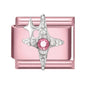 2025 New Women Romantic Pink Cherry Heart Shiny CZ Italian Charm Links Fit 9mm Bracelet Stainless Steel DIY Making Jewelry Gifts