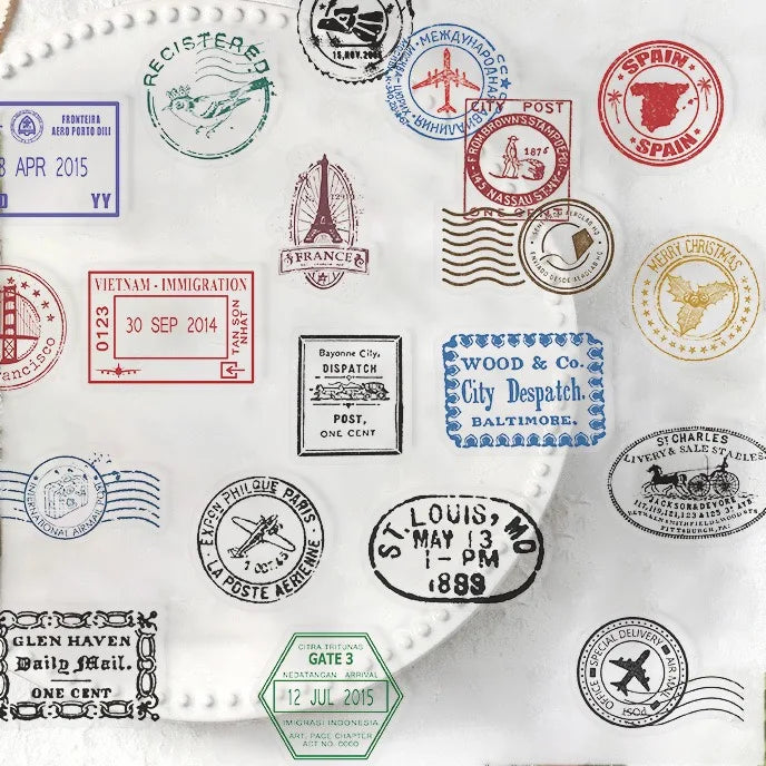 10/60PCS Vintage Passport Stamps Transparent Stickers Travel Decals For Phone Notebook Luggage Skateboard Guitar DIY Sticker Toy
