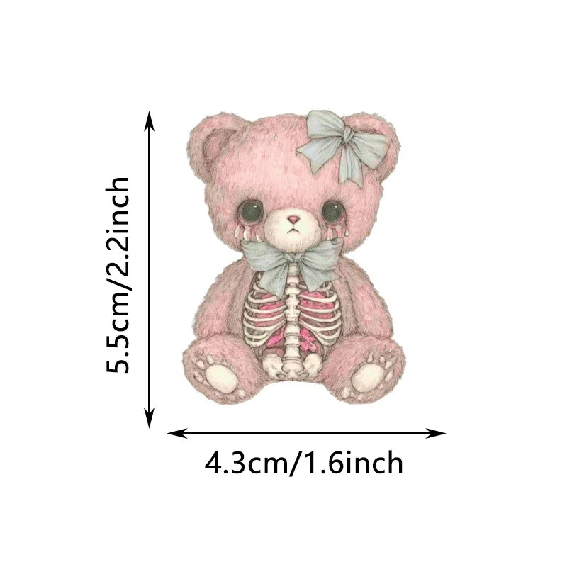 50PCS Pink Creepy Girl Stickers Gothic Horror Decals Bizarre Graffiti Art for DIY Decoration