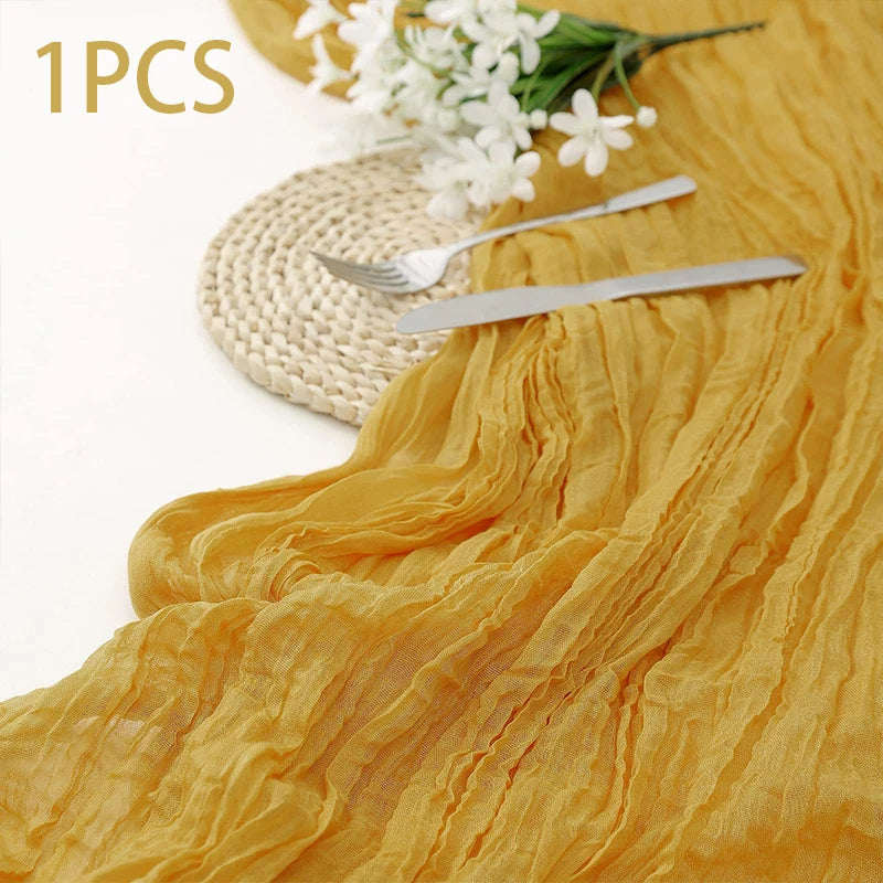 14 Colour Boho Gauze Sheer Cheese Cloth Gauze Table Runner Rustic Cloth Table Runner for Wedding Baby Birthday Party Decorations